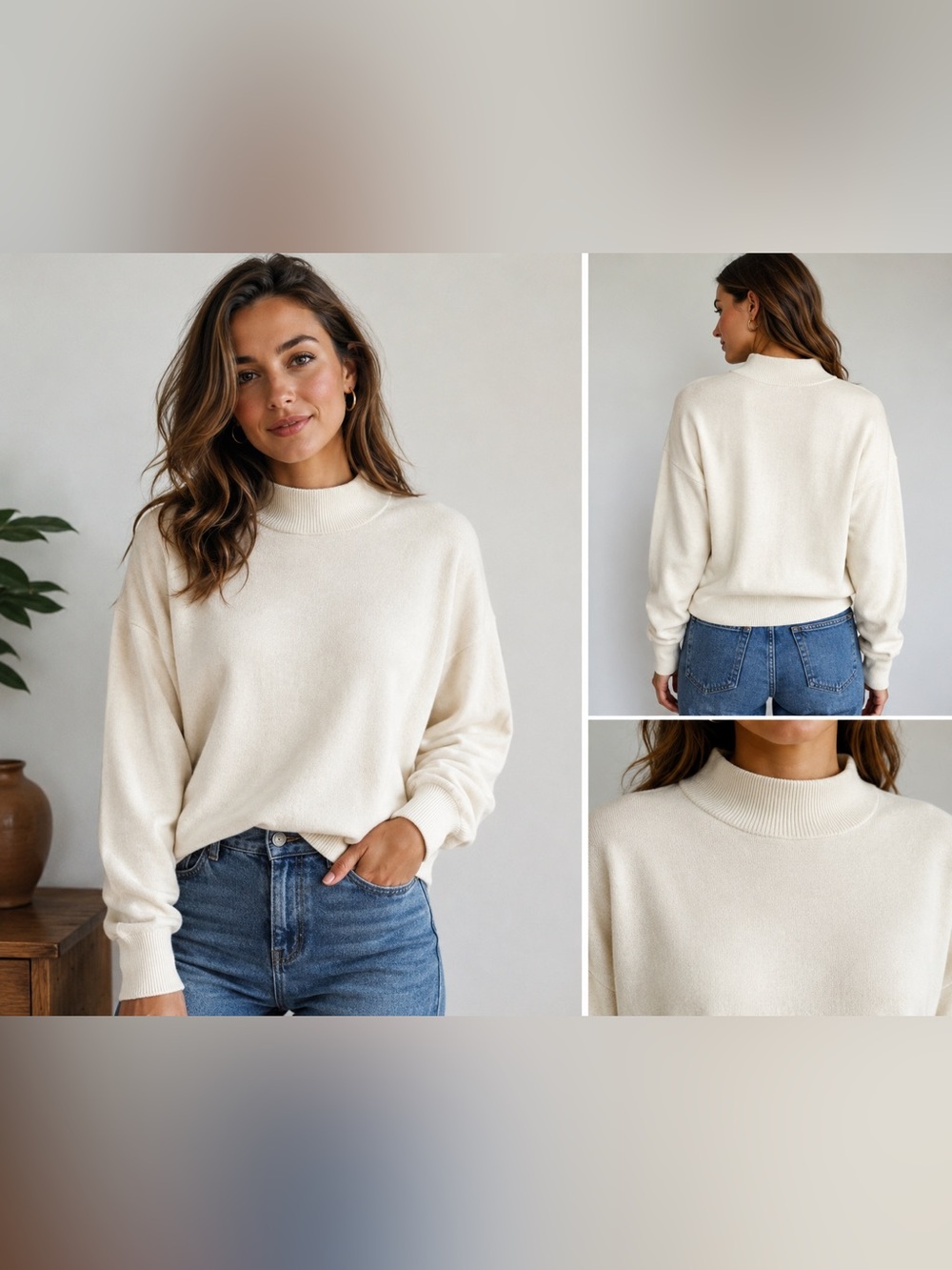 Pendleton Cream Mock Neck Sweater